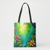 Weelderig Tropisch Oerwoud Oasis Design Tote Bag (Voorkant)