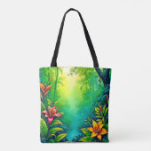 Weelderig Tropisch Oerwoud Oasis Design Tote Bag (Achterkant)