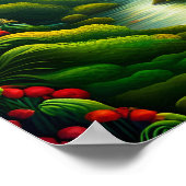 Weelderig tropisch regenwoud met bloemen en stroom poster (Hoek)