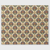 Weelderig Victoriaans bloemendamask in turquoise e Cadeaupapier (Vlak)