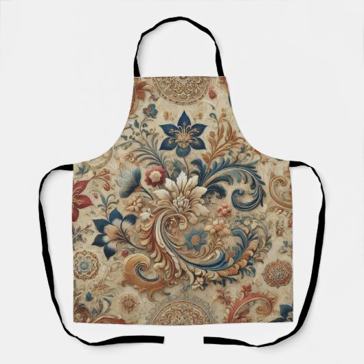 Weelderig Vintage Bloem Brocaat Patroon 2 Schort (Voorkant)
