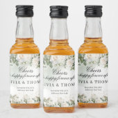 Weelderig waterverf boeket witte rozen groen likeurfles etiket (Flessen)