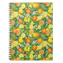 Weelderig Waterverf Citrus Fruit Spiraal Foto Noti Notitieboek