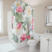 Weelderig Waterverfrozen en Vlezig Bloempatroon Douchegordijn (In situ)