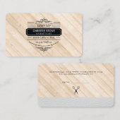 Weelderig Witte Leren Houten Afwerking Retro Label (Voorkant / Achterkant)