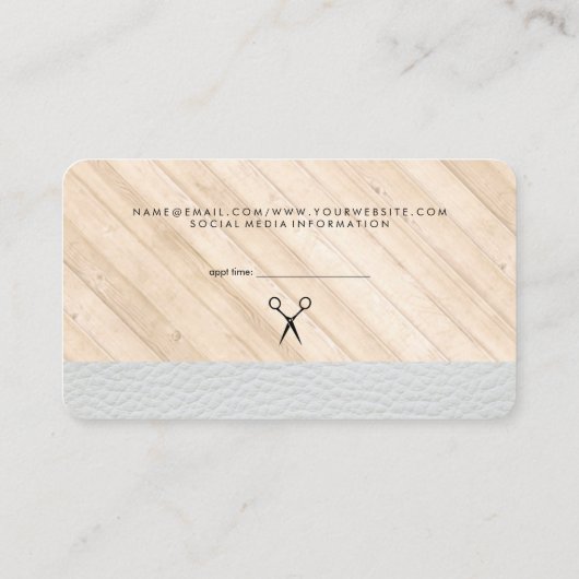 Weelderig Witte Leren Houten Afwerking Retro Label (Achterkant)