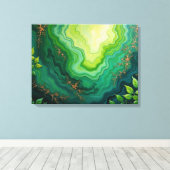 Weelderige aders – 24"x18" Jungle Flow Abstracte V Canvas Afdruk (Insitu (Houten vloer))