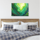 Weelderige aders – 24"x18" Jungle Flow Abstracte V Canvas Afdruk (Insitu (Slaapkamer))