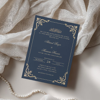 Weelderige antieke lijst goud marineblauwe Nikah-c Kaart