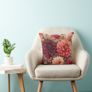 Weelderige Aquarel Dahlia Tuin Kussen