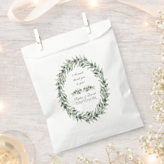 Weelderige Aquarel Olijftakken Krans Bruiloft Bedankzakje (Geknipt)