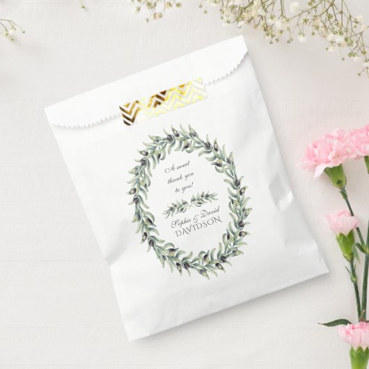 Weelderige Aquarel Olijftakken Krans Bruiloft Bedankzakje (Gezegeld)