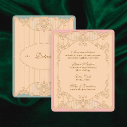 Weelderige Art Nouveau Huwelijksdetailkaart Informatiekaartje