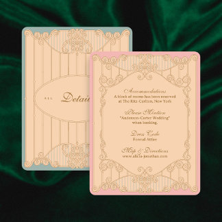 Weelderige Art Nouveau Huwelijksdetailkaart Informatiekaartje