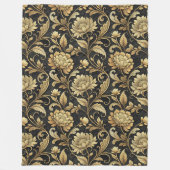 Weelderige barokke deken in zwart en goud Damask (Voorkant)