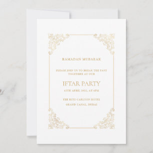 Weelderige Barokke Frame Gouden Script Iftar Feest Kaart