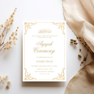 Weelderige barokke Lijst Baby Boy Aqiqah Ceremony Kaart