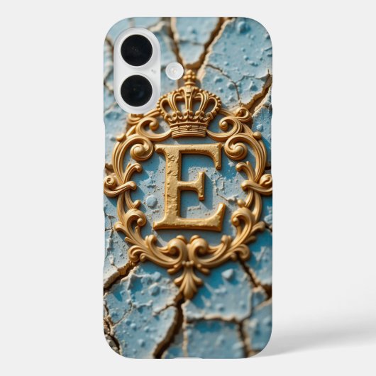 Weelderige barokke sierlijke gouden kroon E monogr Case-Mate iPhone Case (Achterkant)