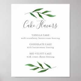 Weelderige Bladeren Elegante Trouwtaart Smaak Menu Poster