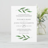 weelderige bladeren elegante Waterverf bruiloft ui Kaart (Staand voorkant)