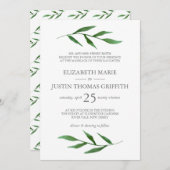 weelderige bladeren elegante Waterverf bruiloft ui Kaart (Voorkant / Achterkant)