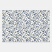 Weelderige Blauwe Botanicals 3 Inpakpapier Vel (Voorkant)