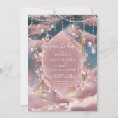 weelderige blauwe roze wolken kalligrafie save the kaart (Voorkant)