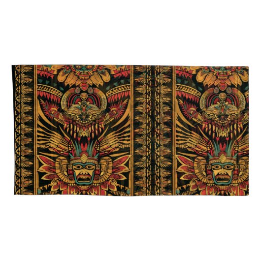 Weelderige Blauwgroen "Aztec Dream" Luxury King Ku Kussensloop (Achterkant-Rechts)