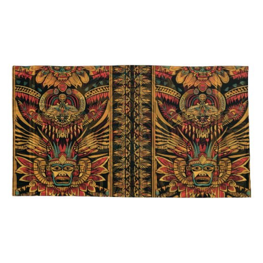 Weelderige Blauwgroen "Aztec Dream" Luxury King Ku Kussensloop (Achterkant-Links)