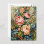 weelderige bloeiende bloemschikken briefkaart (Voorkant / Achterkant)