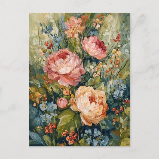 weelderige bloeiende bloemschikken briefkaart (Voorkant)