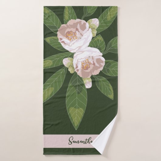 Weelderige bloem en groen Elegant Badhanddoek (Badhanddoek)