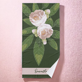 Weelderige bloem en groen Elegant Badhanddoek