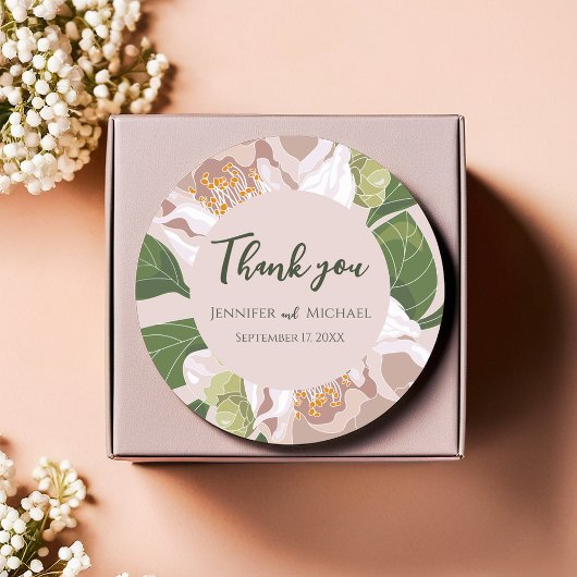 Weelderige bloem en groen Elegant Ronde Sticker