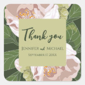 Weelderige bloem en groen Elegant Vierkante Sticker (Voorkant)