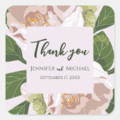 Weelderige bloem en groen Elegant Vierkante Sticker (Voorkant)