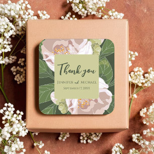 Weelderige bloem en groen Elegant Vierkante Sticker