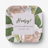 Weelderige bloem en groen Elegante bruiloft Papieren Bordje (Voorkant)