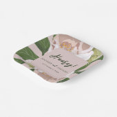 Weelderige bloem en groen Elegante bruiloft Papieren Bordje (Gebogen)