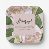 Weelderige bloem en groen Elegante bruiloft Papieren Bordje (Voorkant)
