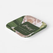 Weelderige bloem en groen Elegante bruiloft Papieren Bordje (Gebogen)