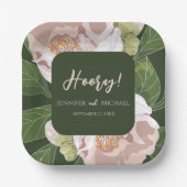 Weelderige bloem en groen Elegante bruiloft Papieren Bordje (Voorkant)