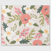 Weelderige bloemen Blush roze patroon Cadeaupapier (Vlak)
