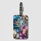 Weelderige bloemen met glinsterende gouden contour bagagelabel (Voorkant (verticaal))