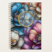 Weelderige bloemen met glinsterende gouden contour planner (Voorkant)