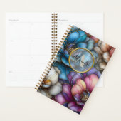 Weelderige bloemen met glinsterende gouden contour planner (Display)