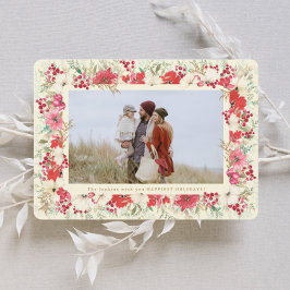 Weelderige Bloemen Mooie Kerst Botanische Foto Feestdagenkaart