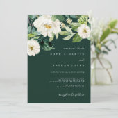 Weelderige Bloemen Waterverf Groen Huwelijksuitnod Kaart (Staand voorkant)