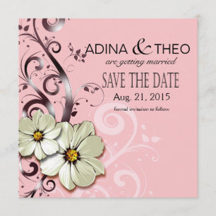Weelderige Bloemendecoratie Save the Date   roze Kaart
