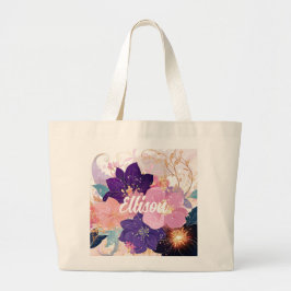 weelderige bloemensymfonie grote tote bag